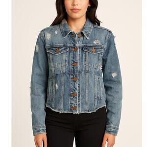 Blank NYC Distressed Denim Jacket - Women's Size XS